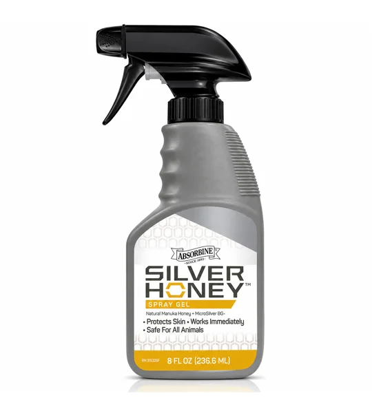Absorbine Silver Honey Rapid Wound Repair Spray Gel 236ml bottle for horse and pet wound care