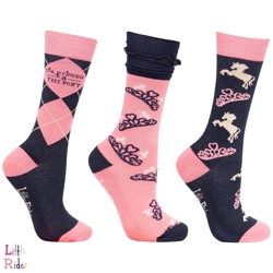 The Princess and the Pony Socks by Little Rider (Pack of 3) - Navy/Peach - Chi..