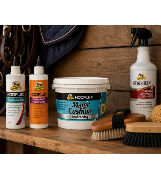 Applying Absorbine Magic Cushion hoof packing formula to a horse sole