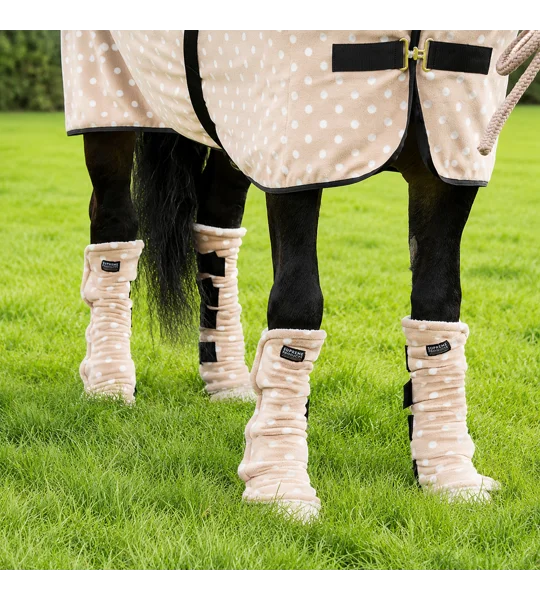 Supreme Products Dotty Fleece Boots Luxurious Latte luxury fleece horse boots set of four for travelling, stable use and competitions