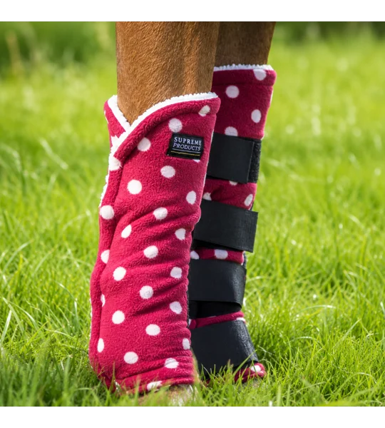Supreme Products Dotty Fleece Boots Rich Raspberry luxury fleece horse boots set of four for travelling, stable use and competitions