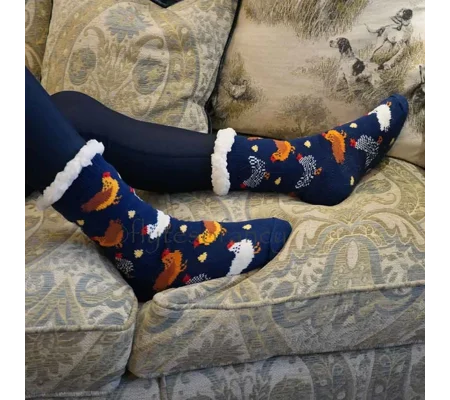 Bartleby Funky Sherpa Socks Ladies Colourful Chicken - Size 4 - 8