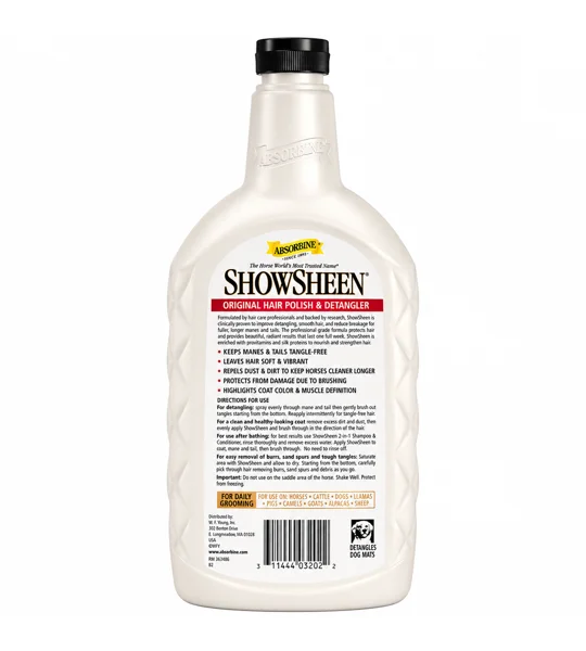 Absorbine ShowSheen Hair Polish 946ml refill bottle for horse grooming