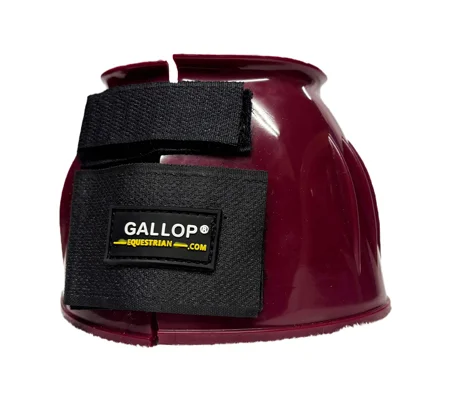 Gallop Double Taped PVC Ribbed Over Reach Boots Burgundy
