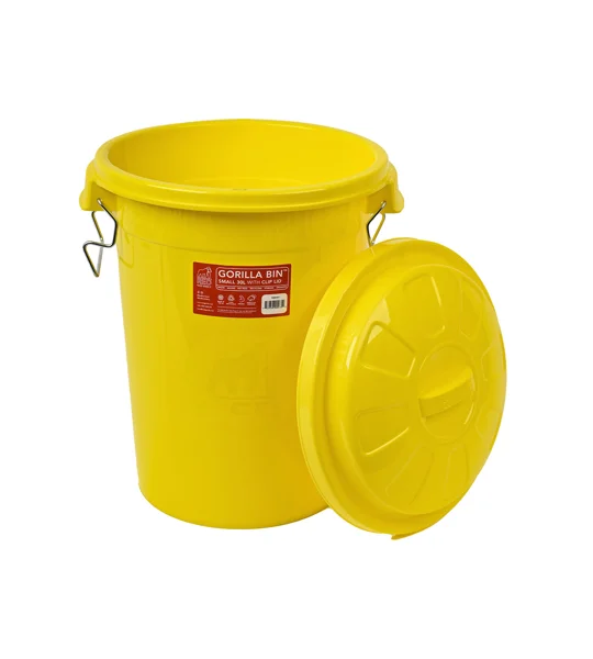 Red Gorilla Bin with Clip Lid Yellow - 30 Lt