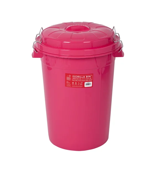 Red Gorilla Bin with Clip Lid Pink - 50 Lt