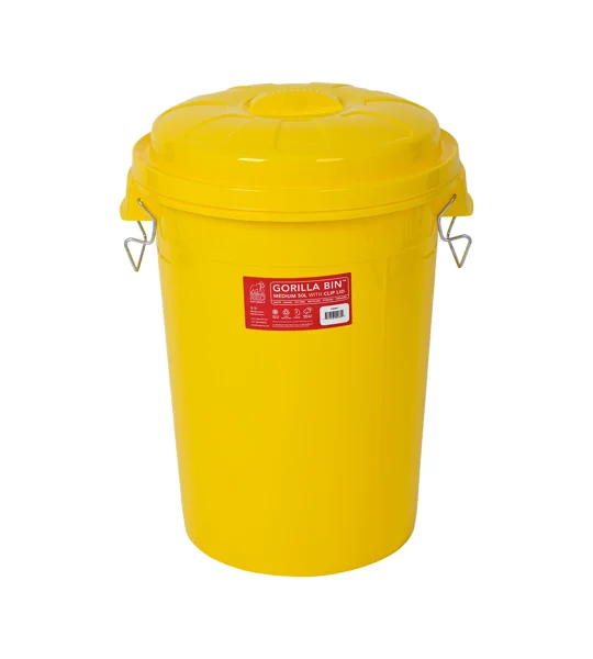 Red Gorilla Bin with Clip Lid Yellow - 50 Lt