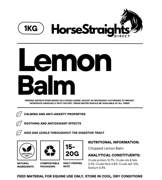 Horse Straights Direct Lemon Balm Chopped - 1 Kg
