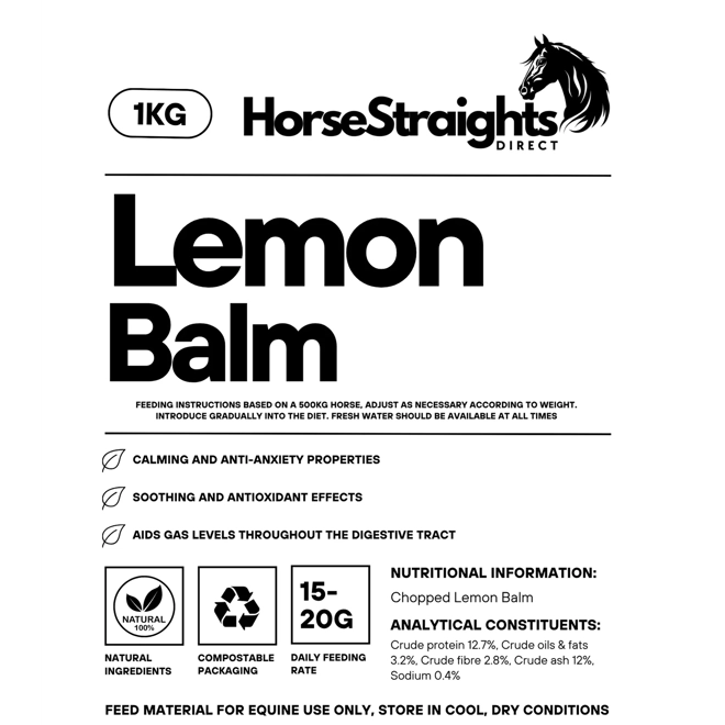 Additional Image for Horse Straights Direct Lemon Balm Chopped - 1 Kg
