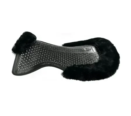 Horsena Regular Jumping Gel Pad with Rolled Edge Real Sheepskin One Size Black/Black