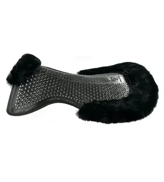 Horsena Regular Jumping Gel Pad with Rolled Edge Real Sheepskin One Size Black/Black