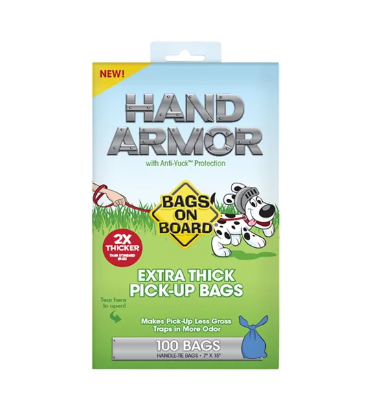 Bags On Board Hand Armour 2X Extra Thick Pick-Up Bags - 100 Pack
