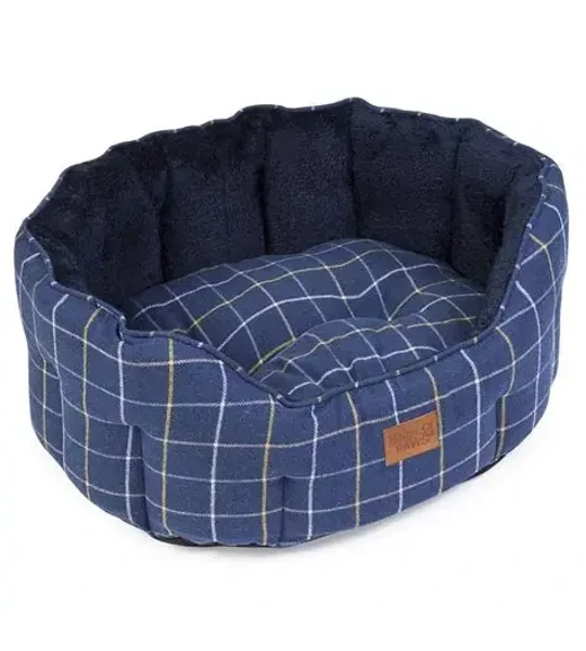 House of Paws Check Tweed Oval Snuggle Bed