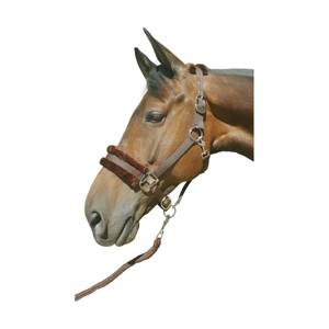 Hy Faux Fur Padded Head Collar with Lead Rope - Brown