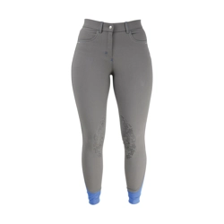Hy Equestrian Olympian Ladies Breeches - Steel Grey/Royal Blue