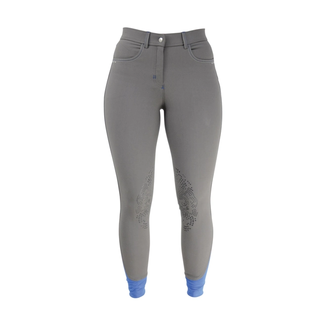 product Image for Hy Equestrian Olympian Ladies Breeches - Steel Grey/Royal Blue