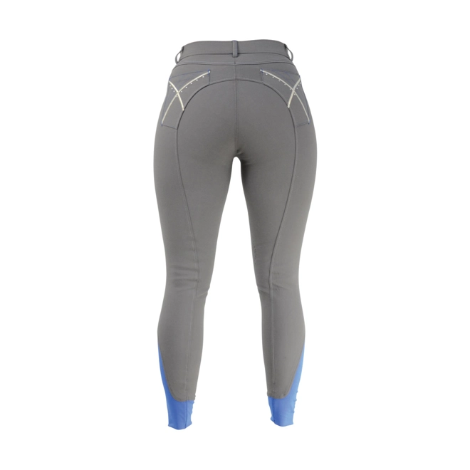 Additional Image for Hy Equestrian Olympian Ladies Breeches - Steel Grey/Royal Blue