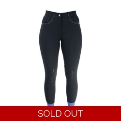 Hy Equestrian Olympian Ladies Breeches - Black Panther/Royal Blue