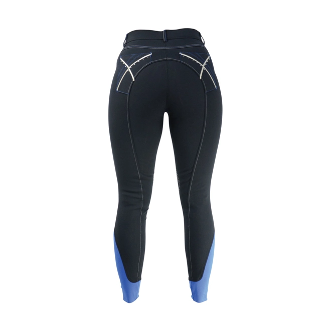 Additional Image for Hy Equestrian Olympian Ladies Breeches - Black Panther/Royal Blue