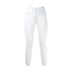Hy Equestrian Olympian Ladies Breeches - Arctic White/Royal Blue