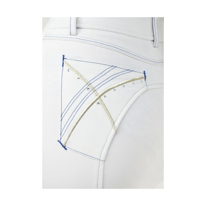 Additional Image for Hy Equestrian Olympian Ladies Breeches - Arctic White/Royal Blue