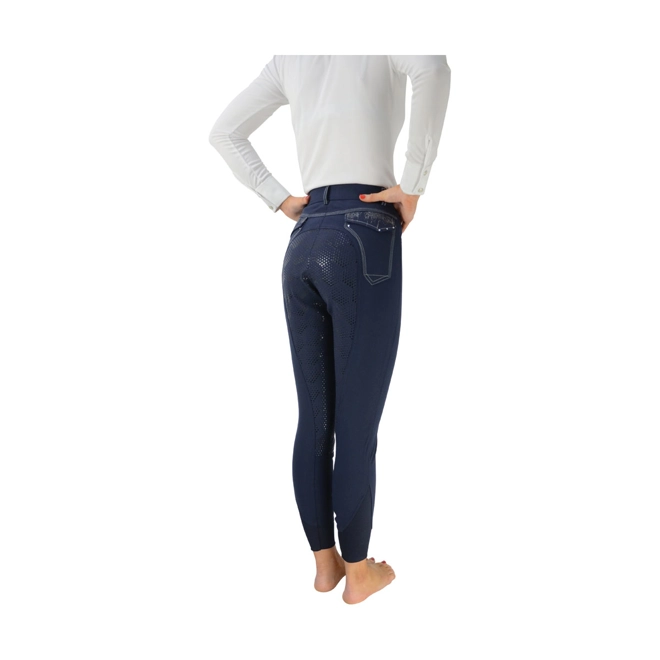 Additional Image for Hy Equestrian Highgrove Ladies Breeches - Navy/Silver