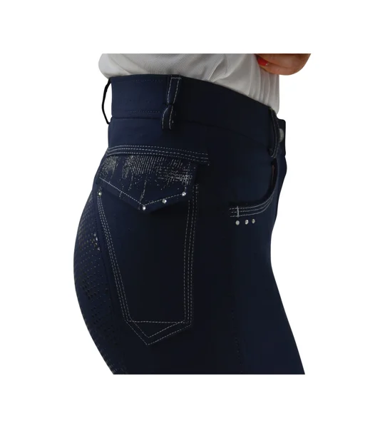 Hy Equestrian Highgrove Ladies Breeches - Navy/Silver