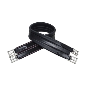 Hy Equestrian Leather Padded Atherstone Girth - Elasticated One End - Black