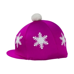 Hy Equestrian Snowflake with Pom Pom Hat Cover - Dark Cerise - One Size