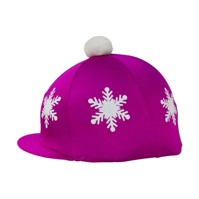product Image for Hy Equestrian Snowflake with Pom Pom Hat Cover - Dark Cerise - One Size