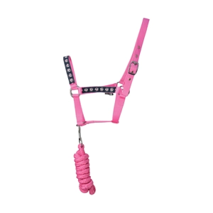 Hy Equestrian Unicorn Head Collar and Lead Rope - Navy/Pink