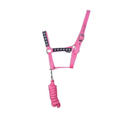 Hy Equestrian Unicorn Head Collar and Lead Rope - Navy/Pink