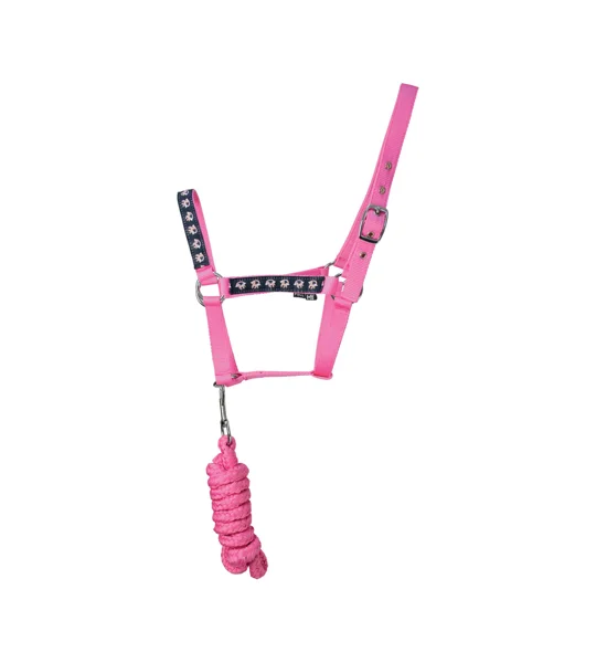 Hy Equestrian Unicorn Head Collar and Lead Rope - Navy/Pink