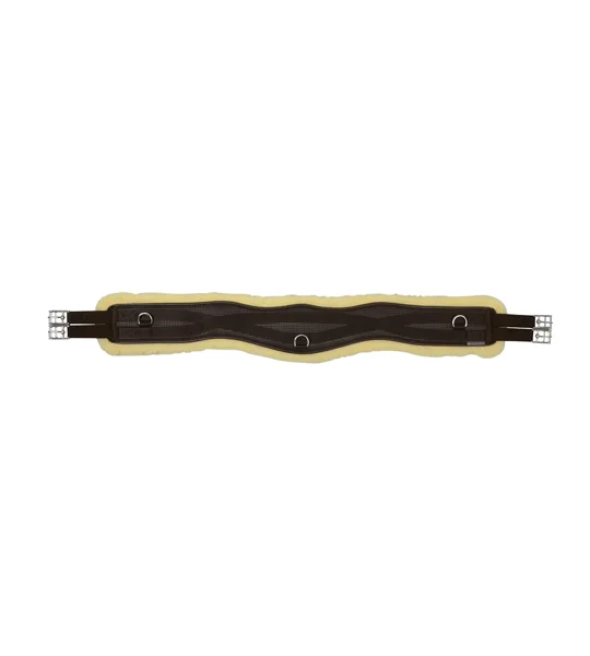 Hy Equestrian Fleece Lined GP/Jumping Contoured Girth - Brown/Natural