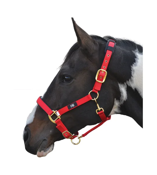 Hy Equestrian Deluxe Padded Head Collar- Red
