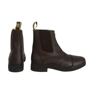 Hy Equestrian Fleece Lined Wax Leather Zip Jodhpur Boot - Brown