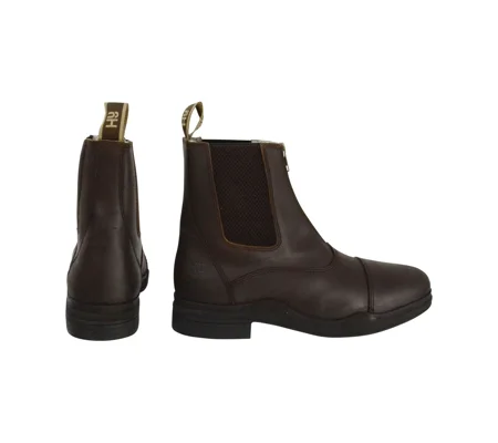 Hy Equestrian Fleece Lined Wax Leather Zip Jodhpur Boot - Brown
