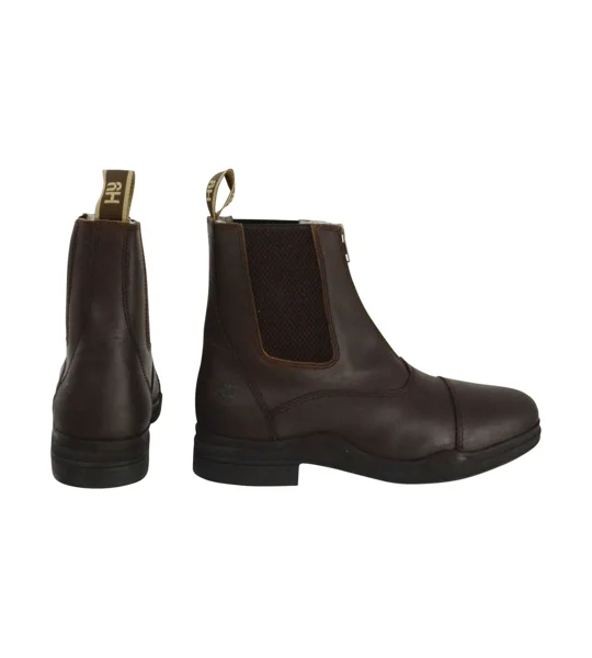 Hy Equestrian Fleece Lined Wax Leather Zip Jodhpur Boot - Brown