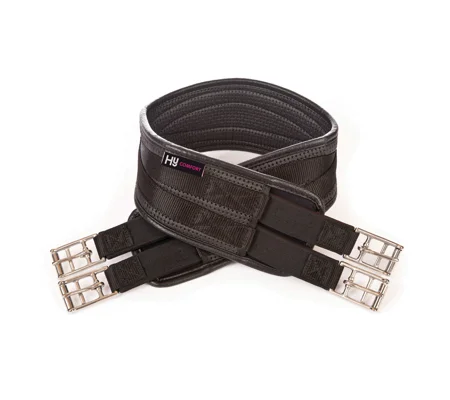 Hy Equestrian Waffle Girth - Black - elasticated both ends