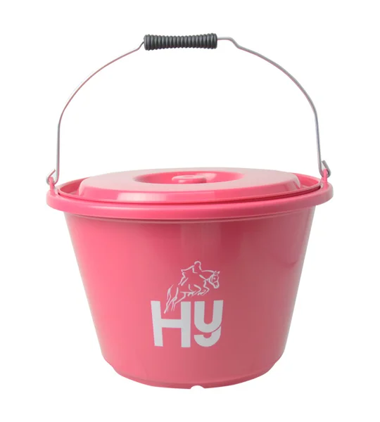 Hy Equestrian Bucket with Lid- Pink - 18 litre