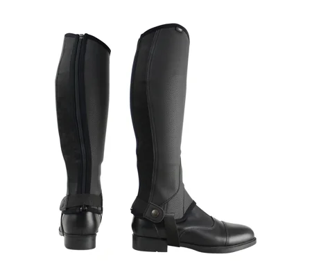 Hy Equestrian Children's Synthetic Combi Leather Chaps - Black