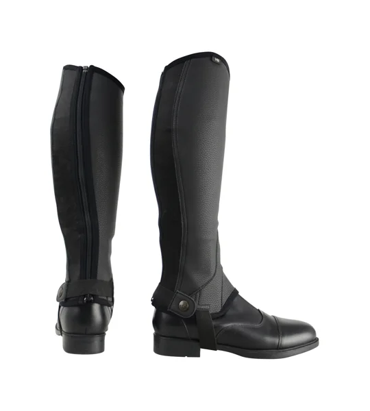 Hy Equestrian Children's Synthetic Combi Leather Chaps - Black