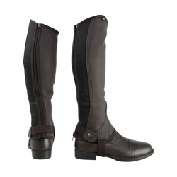Hy Equestrian Children's Synthetic Combi Leather Chaps - Brown