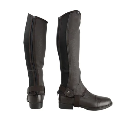 Hy Equestrian Children's Synthetic Combi Leather Chaps - Brown