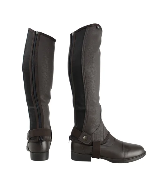 Hy Equestrian Children's Synthetic Combi Leather Chaps - Brown