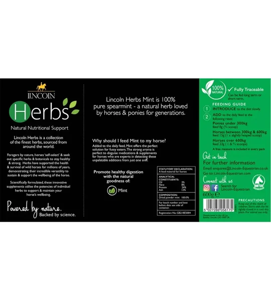Lincoln Herbs Mint - 600g