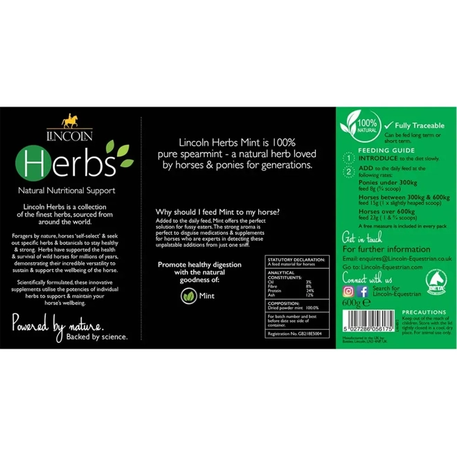 Additional Image for Lincoln Herbs Mint - 600g