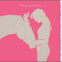 Deckled Edge Colour Block Pony Card 150 x 150mm Thinking of You
