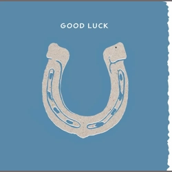 Deckled Edge Colour Block Pony Card 150 x 150mm  Good Luck - Horseshoe