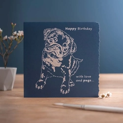 Deckled Edge Colour Block 150 x 150mm  Happy Birthday - Pug